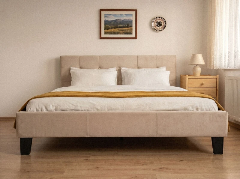 Pat tapițat 120x200 Sumi Velvet Bej