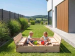 Ladă de nisip din lemn cu capac 120×120 cm – nefinisată