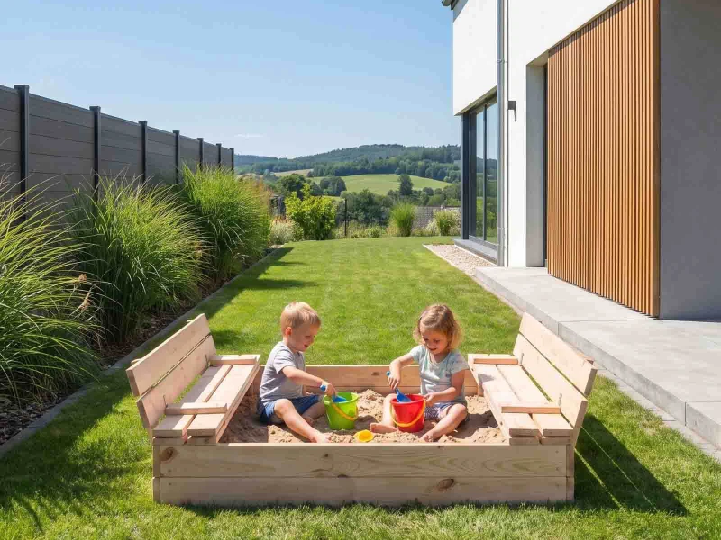 Ladă de nisip din lemn cu capac 120×120 cm – nefinisată