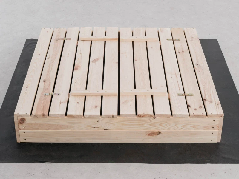 Ladă de nisip din lemn cu capac 120×120 cm – nefinisată
