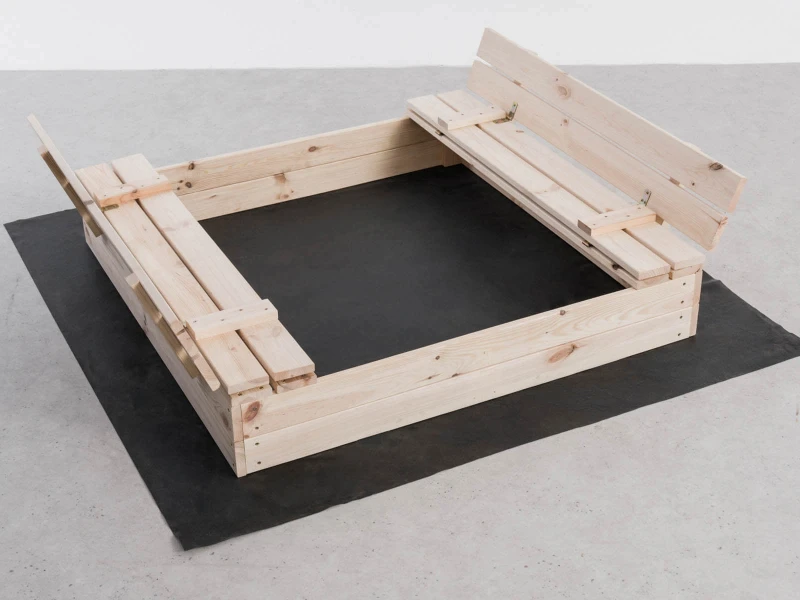 Ladă de nisip din lemn cu capac 120×120 cm – nefinisată