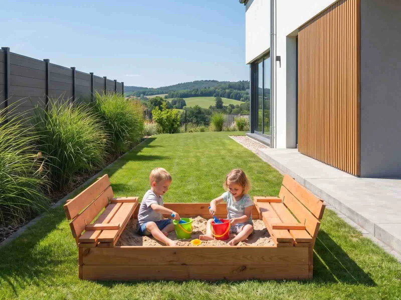Ladă de nisip din lemn cu capac 120×120 cm – impregnată