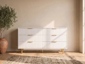 Comodă cu sertare 6S 118x39 cm Riff alb