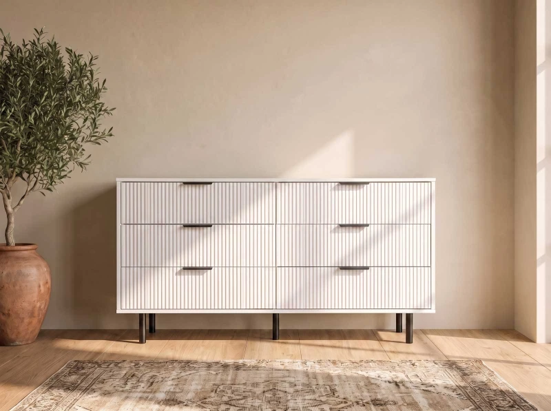 Comodă cu sertare 6S 118x39 cm Riff alb