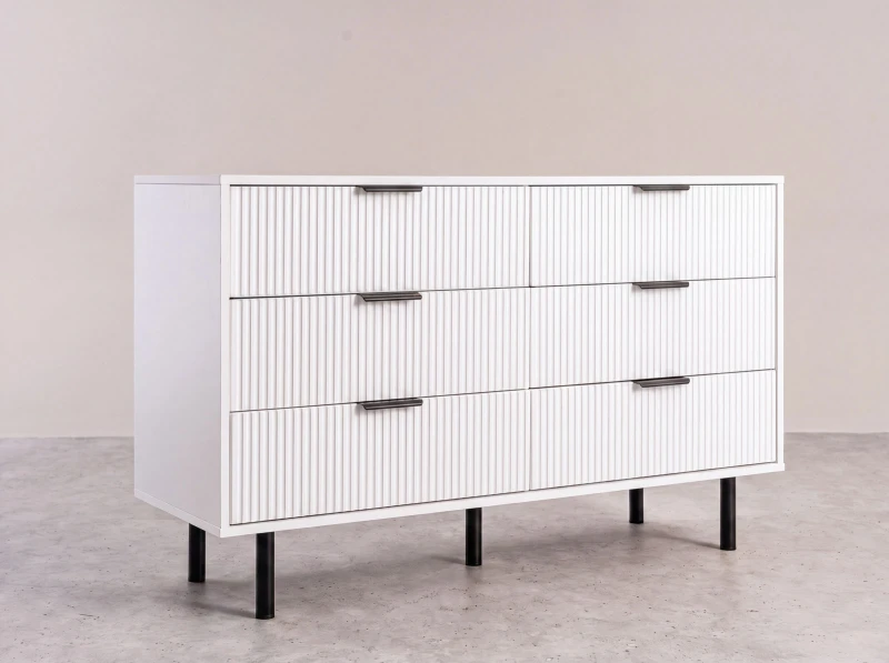 Comodă cu sertare 6S 118x39 cm Riff alb