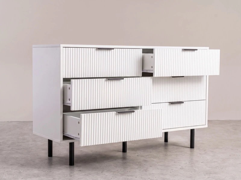 Comodă cu sertare 6S 118x39 cm Riff alb