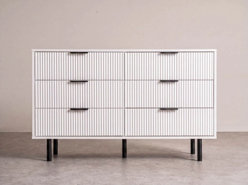 Comodă cu sertare 6S 118x39 cm Riff alb