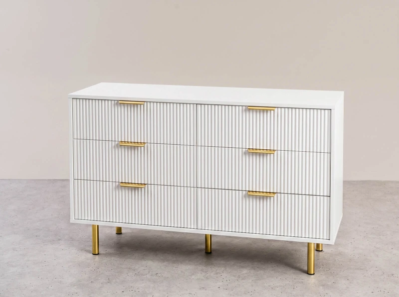 Comodă cu sertare 6S 118x39 cm Riff alb