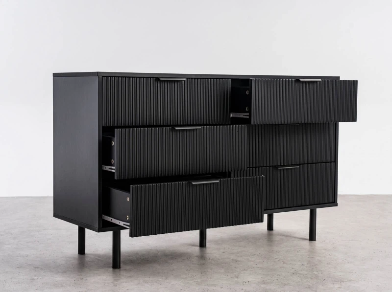 Comodă cu sertare 6S 118x39 cm Riff negru