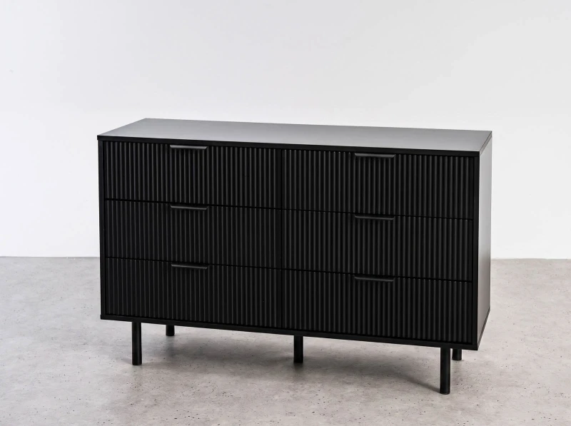 Comodă cu sertare 6S 118x39 cm Riff negru