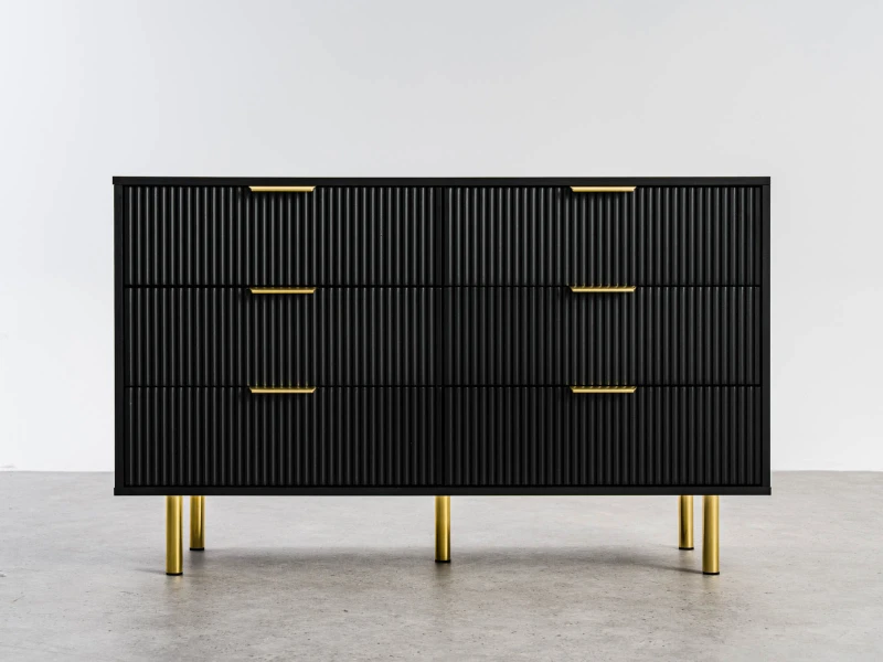 Comodă cu sertare 6S 118x39 cm Riff negru