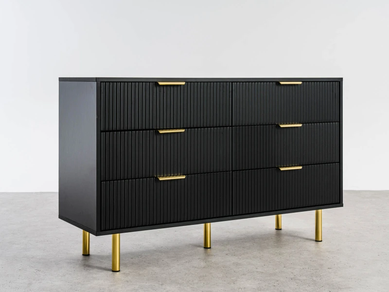 Comodă cu sertare 6S 118x39 cm Riff negru