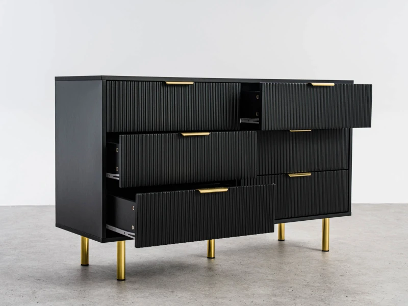 Comodă cu sertare 6S 118x39 cm Riff negru
