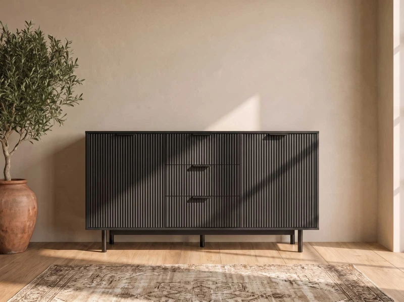  Comodă cu sertare și uși 3S2D 140 cm Riff negru