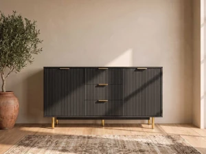  Comodă cu sertare și uși 3S2D 140 cm Riff negru