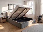 Pat Tapitat cu spatiu de depozitare 140x200 TOP Line 9 Bluvel 18 Grafit