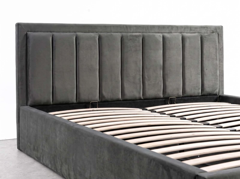 Pat Tapitat cu spatiu de depozitare 160x200 TOP Line 9 Bluvel 18 Grafit