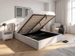 Pat Tapitat cu spatiu de depozitare 180x200 TOP Line 9 Bluvel 03 Gri
