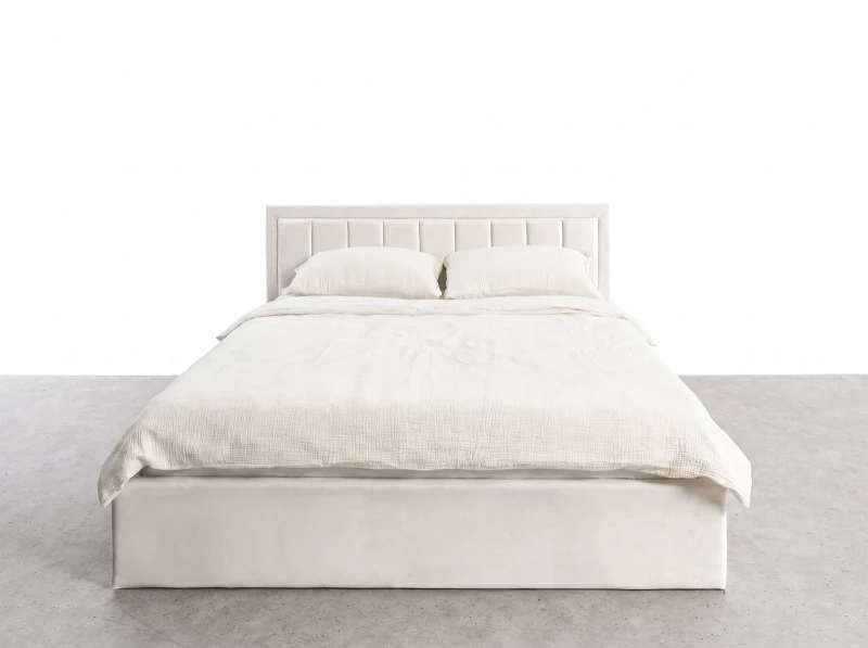 Pat Tapitat cu spatiu de depozitare 160x200 TOP Line 9 Bluvel 22 Bej