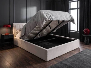 Pat Tapitat cu spatiu de depozitare 180x200 TOP Line 9 Bluvel 22 Bej