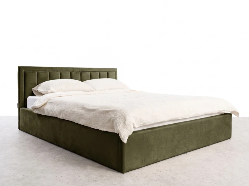 Pat Tapitat cu spatiu de depozitare 120x200 TOP Line 9 Bluvel 77 Masliniu