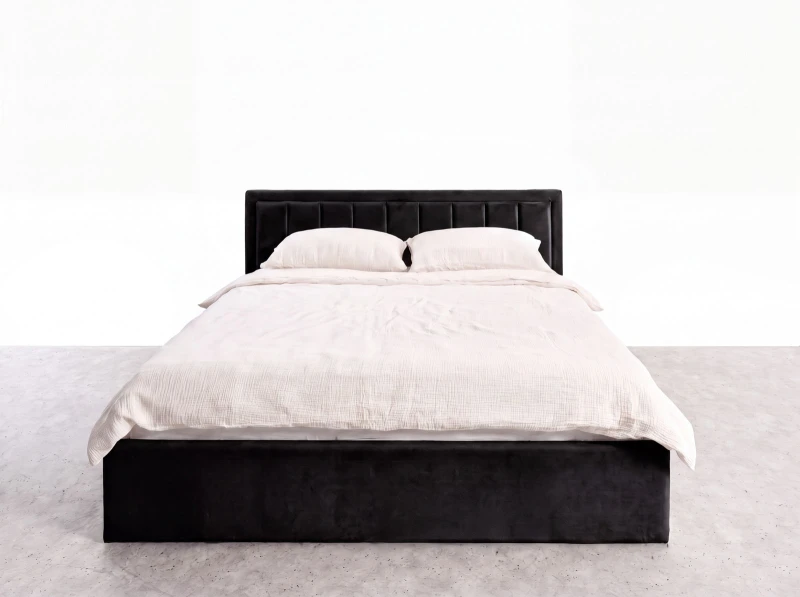 Pat Tapitat cu spatiu de depozitare 120x200 TOP Line 9 Bluvel 19 Negru