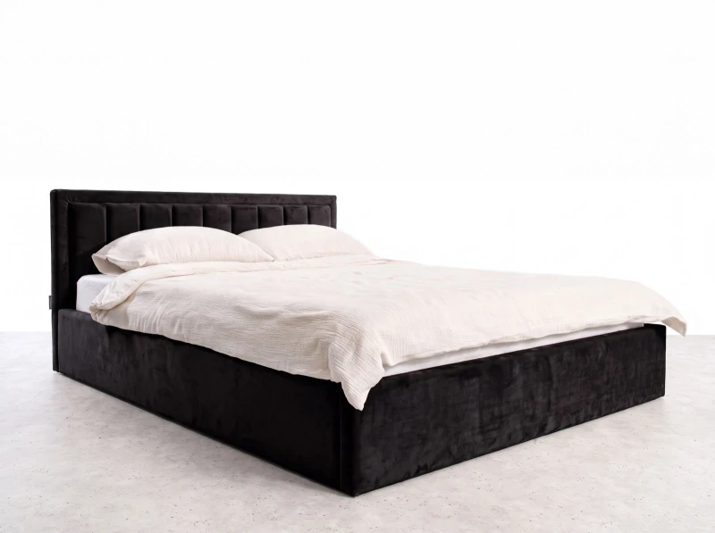 Pat Tapitat cu spatiu de depozitare 160x200 TOP Line 9 Bluvel 19 Negru