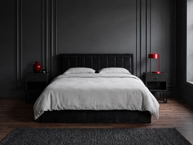 Pat Tapitat cu spatiu de depozitare 160x200 TOP Line 9 Bluvel 19 Negru