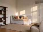 Canapea de o persoană tapițată 90x200 cu ladă de depozitare și somieră Leo, gri Bluvel 03