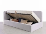 Canapea de o persoană tapițată 90x200 cu ladă de depozitare și somieră Leo, gri Bluvel 03