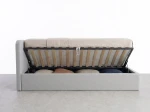 Canapea de o persoană tapițată 90x200 cu ladă de depozitare și somieră Leo, gri deschis Colet 04