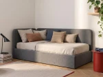 Canapea de o persoană tapițată 90x200 cu ladă de depozitare și somieră Leo, gri Colet 17