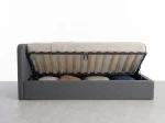 Canapea de o persoană tapițată 90x200 cu ladă de depozitare și somieră Leo, gri Colet 17