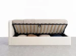 Canapea de o persoană tapițată 90x200 cu ladă de depozitare și somieră Leo, bej Bluvel 22