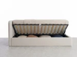Canapea de o persoană tapițată 90x200 cu ladă de depozitare și somieră Leo, bej Colet 24