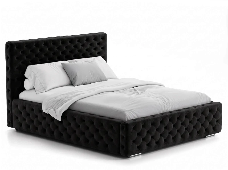 Pat tapitat cu spatiu de depozitare 140x200 PRO line 15 Negru Bluvel 19