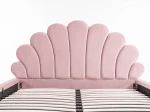 Pat Tapitat cu spatiu de depozitare 120x200 cm cu cadru, roz Velvet Kids Line 3 Scoica