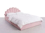 Pat Tapitat cu spatiu de depozitare 120x200 cm cu cadru, roz Velvet Kids Line 3 Scoica