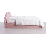 Pat Tapitat cu spatiu de depozitare 120x200 cm cu cadru, roz Velvet Kids Line 3 Scoica