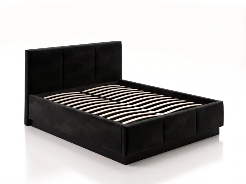 Pat tapițat levitant cu spațiu de depozitare 140x200 TOP line 8 Bluvel 19 Negru