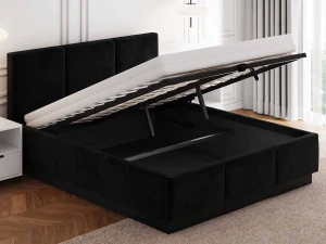 Pat tapițat levitant cu spațiu de depozitare 160x200 TOP line 8 Bluvel 19 Negru