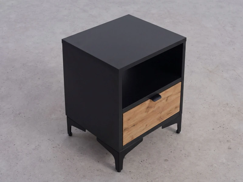 Noptieră 38x47 cm Nobio negru + stejar craft
