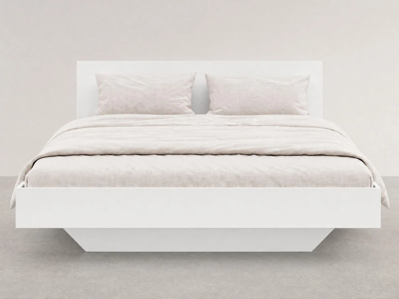 Pat de levitare cu spațiu de depozitare 140x200 din placa de mobilier DM2 alba