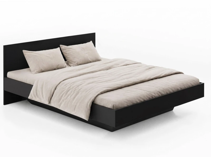 Pat de levitare cu spațiu de depozitare 120x200 din placa de mobilier DM2 negru