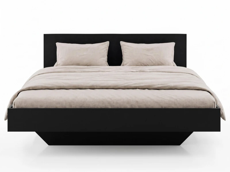Pat de levitare cu spațiu de depozitare 160x200 din placa de mobilier DM2 negru