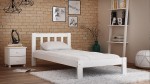 Pat din lemn 90x200 cu somieră Ofelia alb