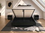 Pat de levitare cu spațiu de depozitare 180x200 din placa de mobilier DM2 negru
