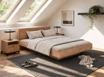 Pat de levitare cu spațiu de depozitare 180x200 din placa de mobilier DM2 stejar craft