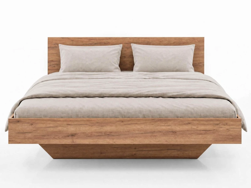 Pat de levitare cu spațiu de depozitare 180x200 din placa de mobilier DM2 stejar craft