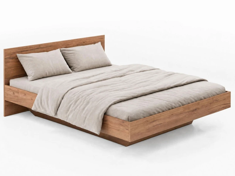 Pat de levitare cu spațiu de depozitare 180x200 din placa de mobilier DM2 stejar craft